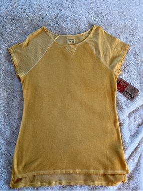 Ruff Hewn NWT Gold Waffle Knit Raglan Tee Short Sleeve Top Large